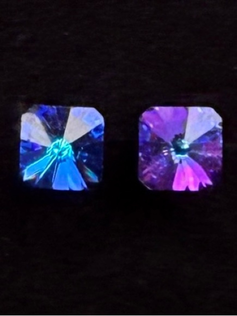 Beautiful, lightweight blue reflective costume pierced earrings